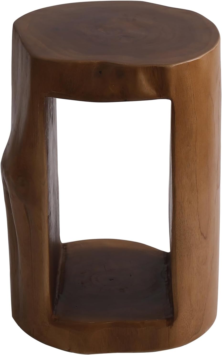 Teak Live Edge Round Wood Side Table C900