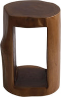 Teak Live Edge Round Wood Side Table C900