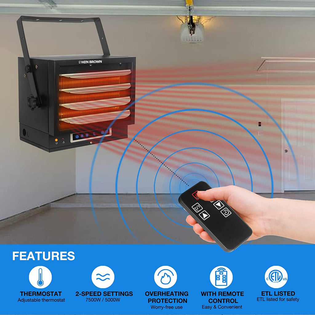 7500W Digital Fan Forced Ceiling Mount Heater with Remote and Digital Thermostat T66785