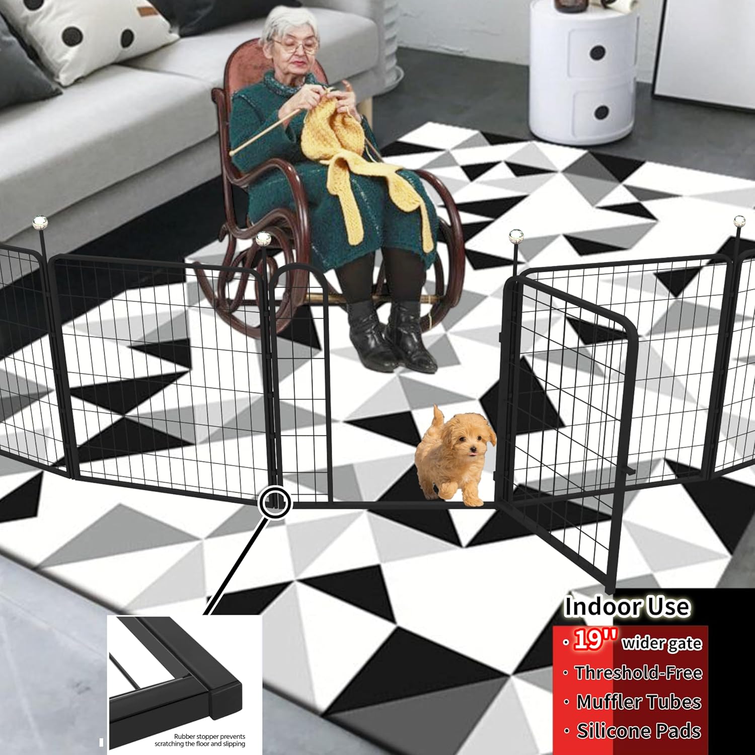 32'' Portable Metal Dog Playpen with 6 Panels I749