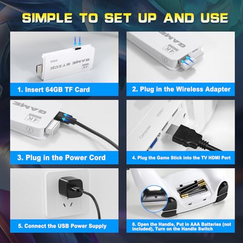 64GB Retro Game Stick with 2 Wireless Controllers H653