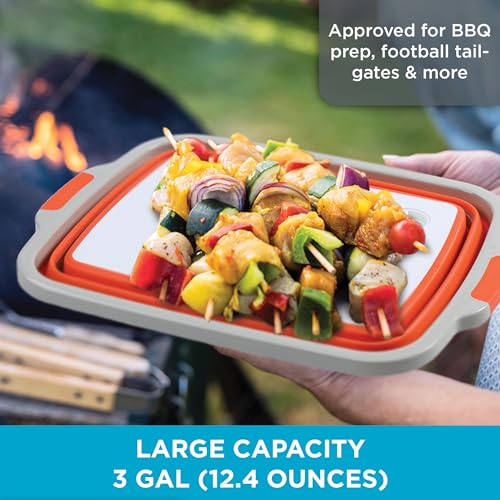 Large BBQ Collapsible Cutting Board and Grill Caddy Tub with Colander & Lid S12698