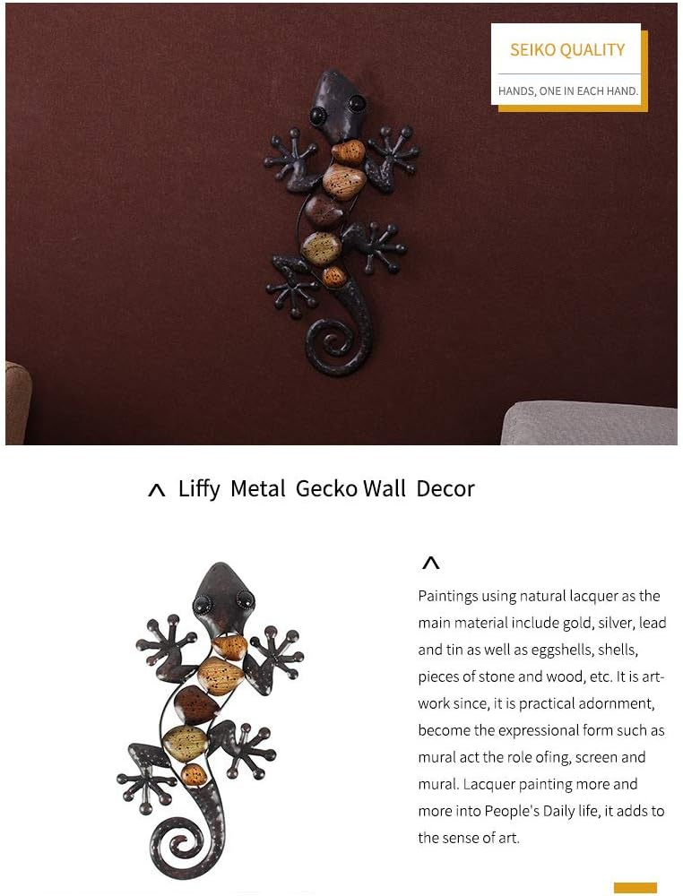 Metal Gecko Wall Statues (2 Pack) K8916