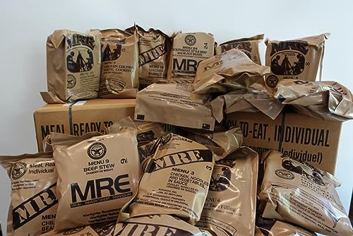 Military MRE Surplus Meals Ready to Eat with Heater Packs 1250 Calories per MRE 24 COMBO Emergency Food P832690
