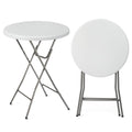 32" Plastic Folding Round Table Bar Height, HDPE, Gray Metal Finish, Black K171775