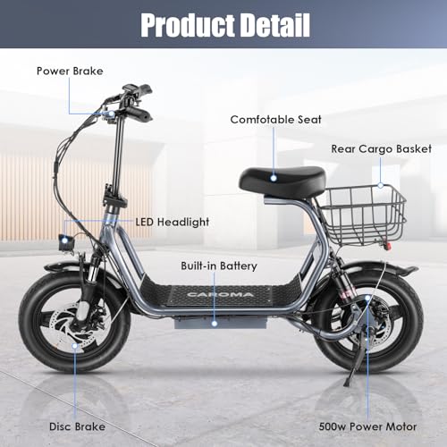 500W/800W/1200W Electric Scooter with Seat, 14" Fat Tire, Foldable Electric Scooter S748