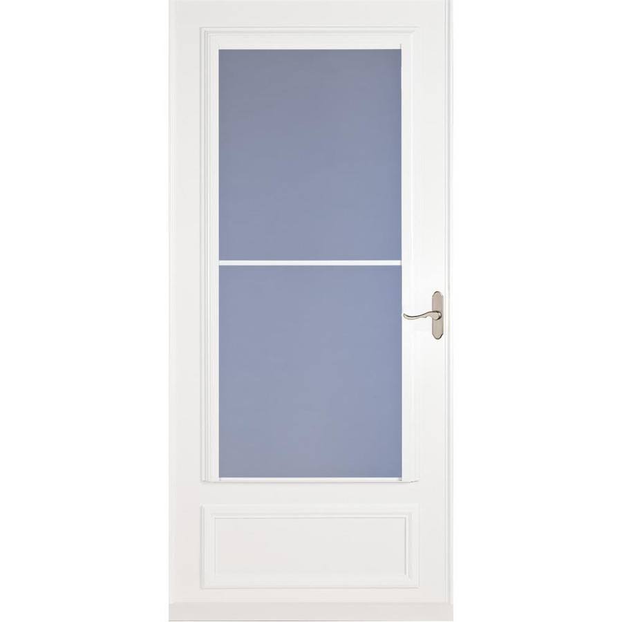 White Mid-View Universal Reversible Wood Core Storm Door M833