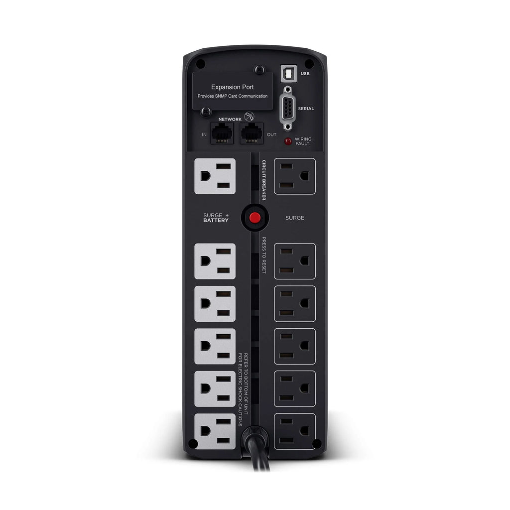 Black 1500VA/1000W UPS System, 12 Outlets, Mini Tower E68600