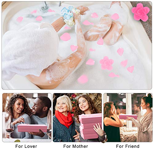 18 PCS Floral Scented Bath Soap Rose Flower Petals Plant Essential Oil Rose Soap Set (Pink) E44406