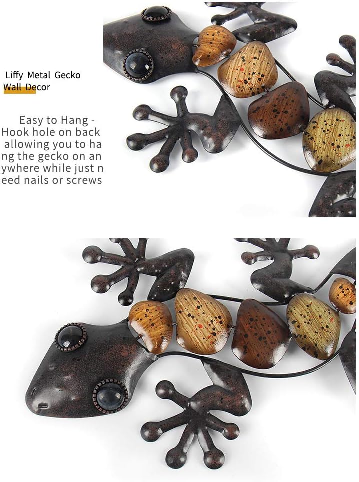 Metal Gecko Wall Statues (2 Pack) K8916