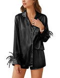 Women's Silk Satin Pajama Set Long Sleeve Sleepwear H994823