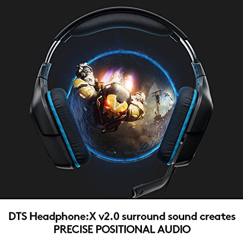 Wired Gaming Headset with Flip-to-Mute Mic, Black/Blue D177