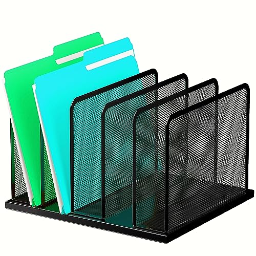 Purple Mesh 5-Section Desktop File Organizer W674890