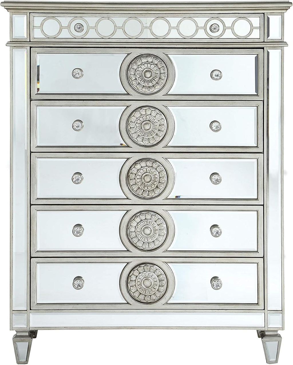 5 Drawer Mirrored Dresser with Pull-Out Tray Y103