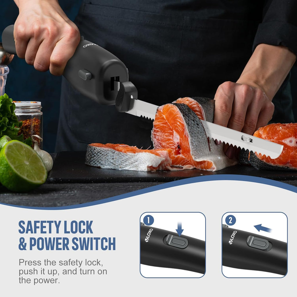 Cordless Electric Knife with Safety Lock Include 2 Blades O684542