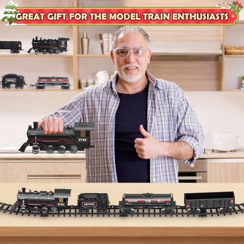 Remote Control Train Set with Track, Lighting, Rechargeable Battery, Smoke, Whistle & Lights L2986