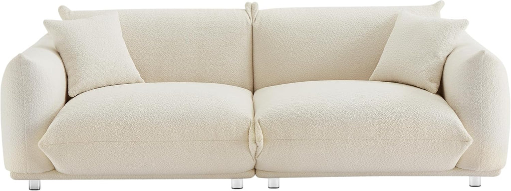 87" Oversized Sherpa Sofa with Metal Legs and 2 Pillows Q958712