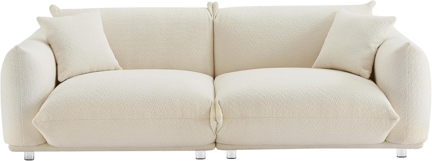 87" Oversized Sherpa Sofa with Metal Legs and 2 Pillows Q958712