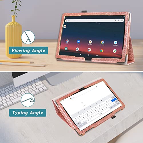 Glitter Rose Folio Leather Cover for Onn 10.1 Tablet G32451