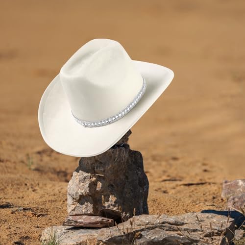 22"-23.2" 100% Suede Western Cowgirl Hat with 3.5" Wide Brim and Built-in Elastic Sweatband L596691