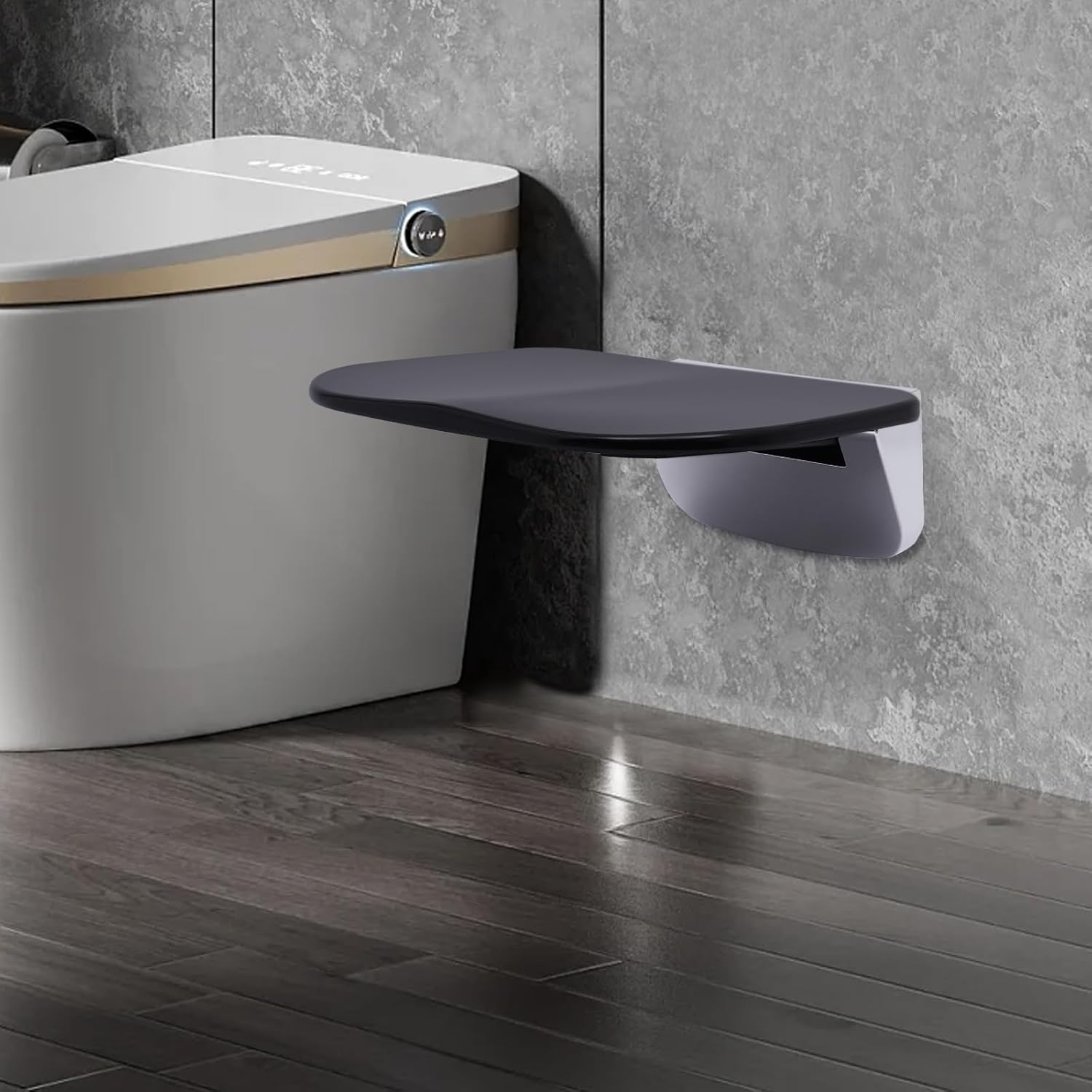 14" Folding Teak Shower Seat Wall Mounted, 440LBS M769384