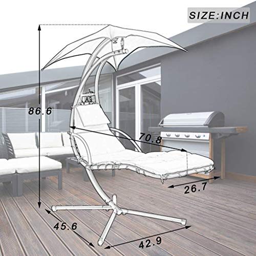 Hammock Chair with Canopy Umbrella and Pillow, 280 LBS Capacity G2133