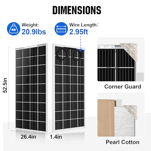 100 Watt 12 Volt Monocrystalline Rigid Solar Panel Y917