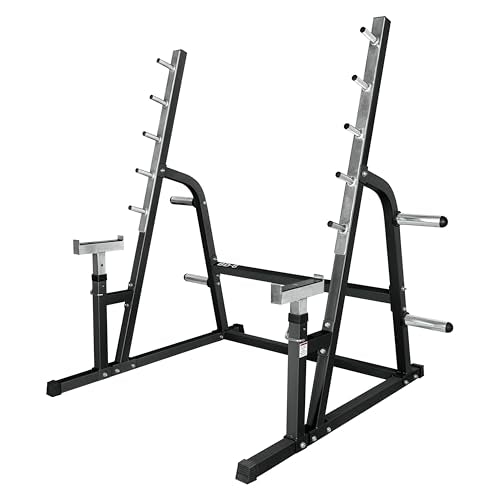 Adjustable Spotter Arms Half Power Cage Bench Press and Squat Rack Combo V8469
