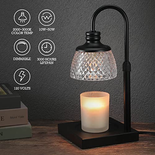 Black Electric Candle Warmer Lamp with 2 Bulbs Height Adjustable Dimmer K818363