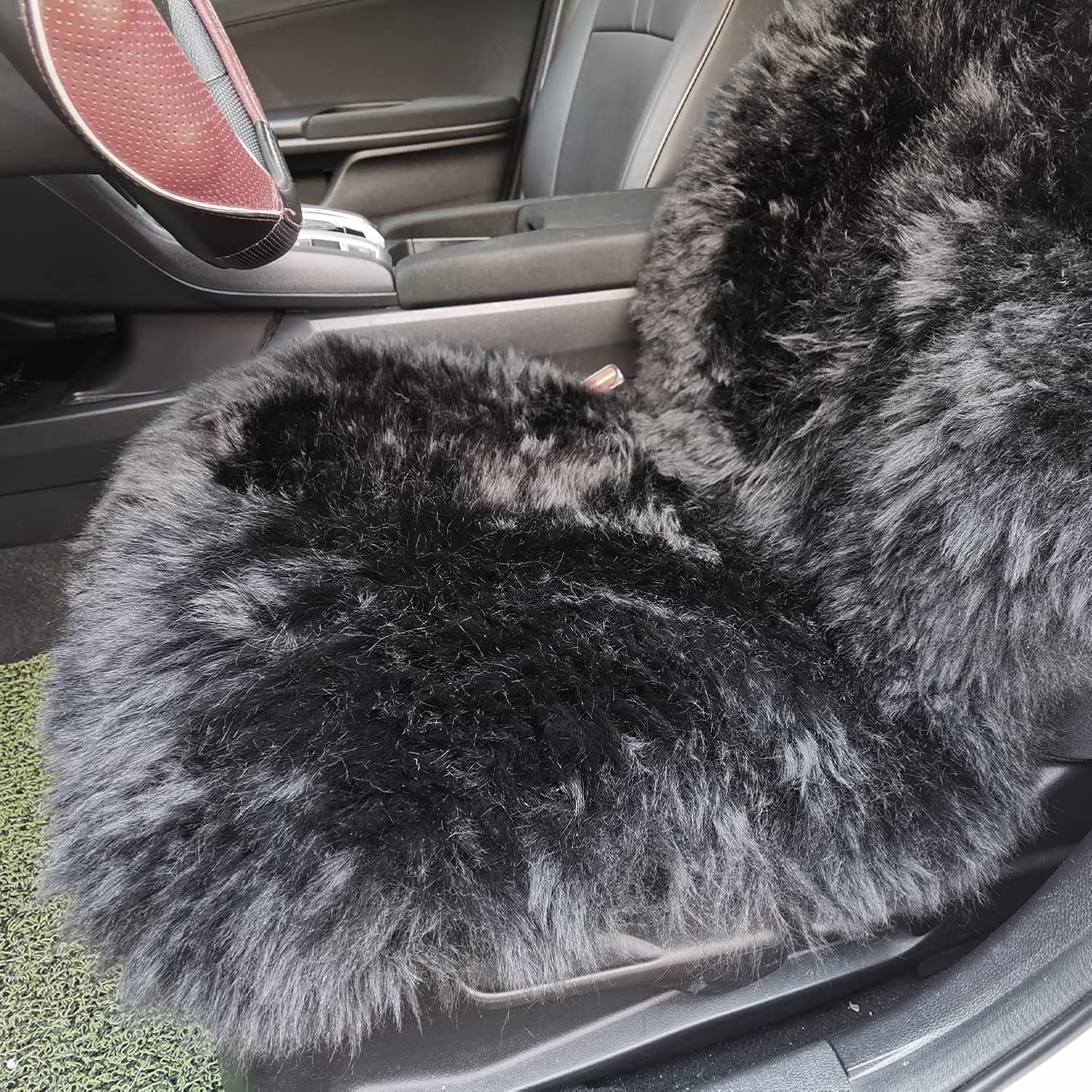 Black Genuine Australian Sheepskin Seat Cover C887
