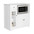 White Microwave Cabinet with Hutch and Adjustable Shelves and Drawer L617861