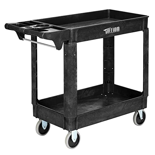 Plastic 2-Tier Utility Cart with Deep Shelves Z118