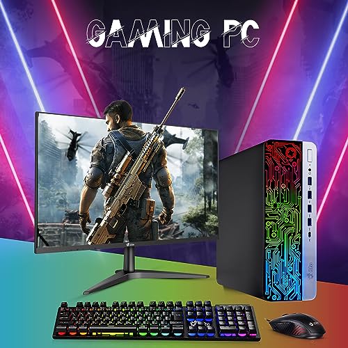 RGB Gaming Desktop PC Bundle - Intel Core i7 6th Gen, 16GB DDR4 Ram, 512GB SSD, NVIDIA GT-1030 2GB GDDR5, 22 Inch Monitor - Windows 10 Pro (Renewed) Z65375