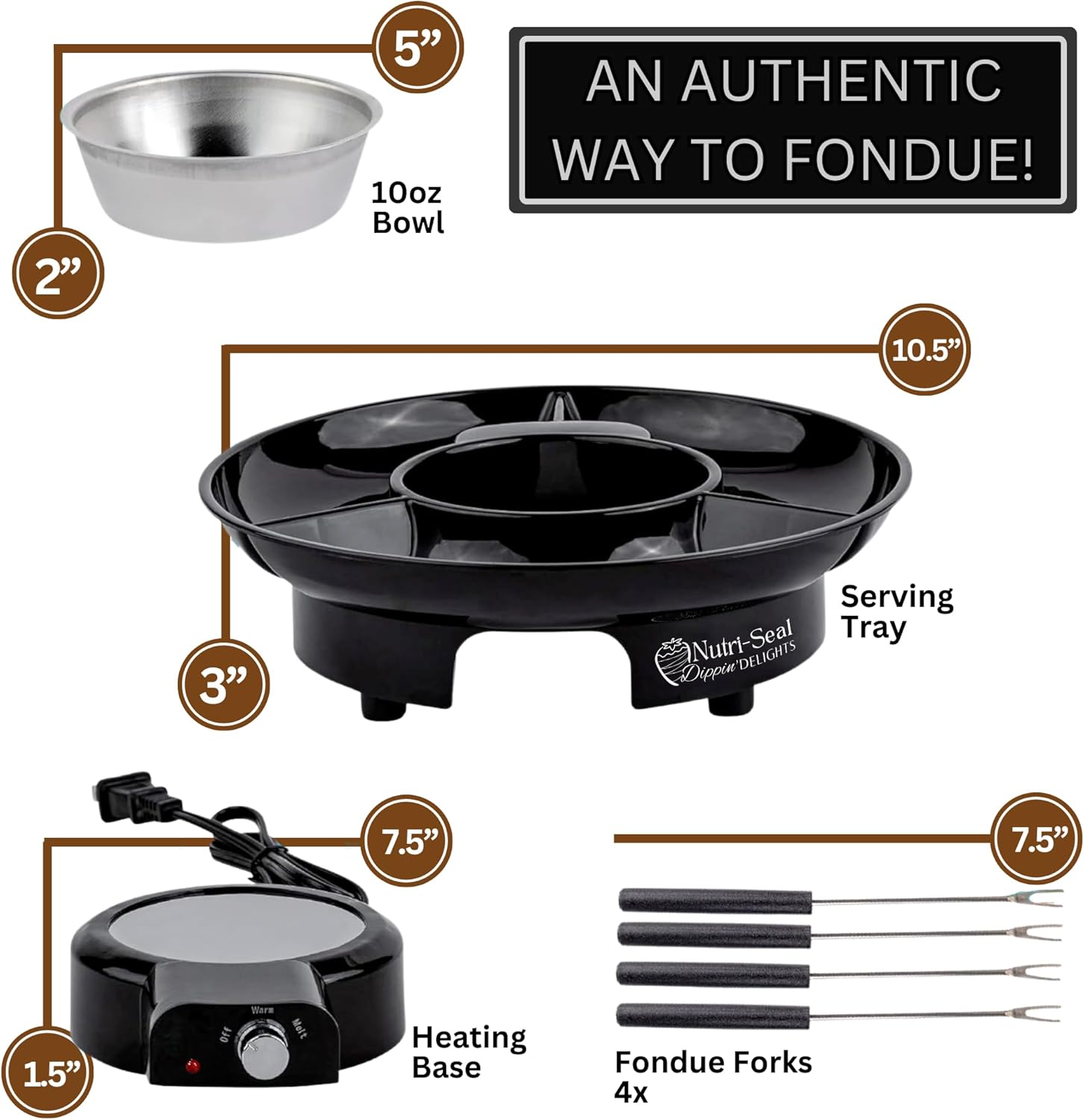 Electric Fondue Pot Set with 4 Roasting Forks X922007