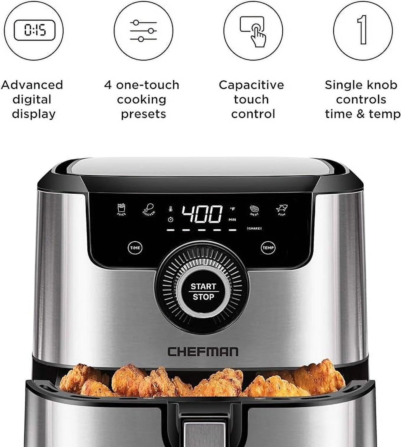 Open Box CHEFMAN Air Fryer 4.5 Qt SILVER I825