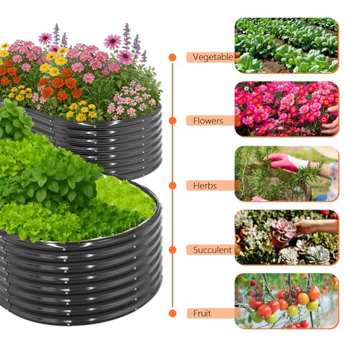 8x4x2ft Galvanized Raised Garden Beds Oval Planter Boxes V228740