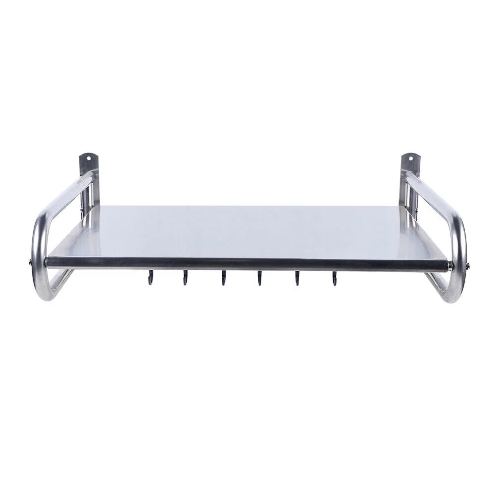 Stainless Steel Wall-Mount Microwave Oven Rack with 6x Hooks S889994