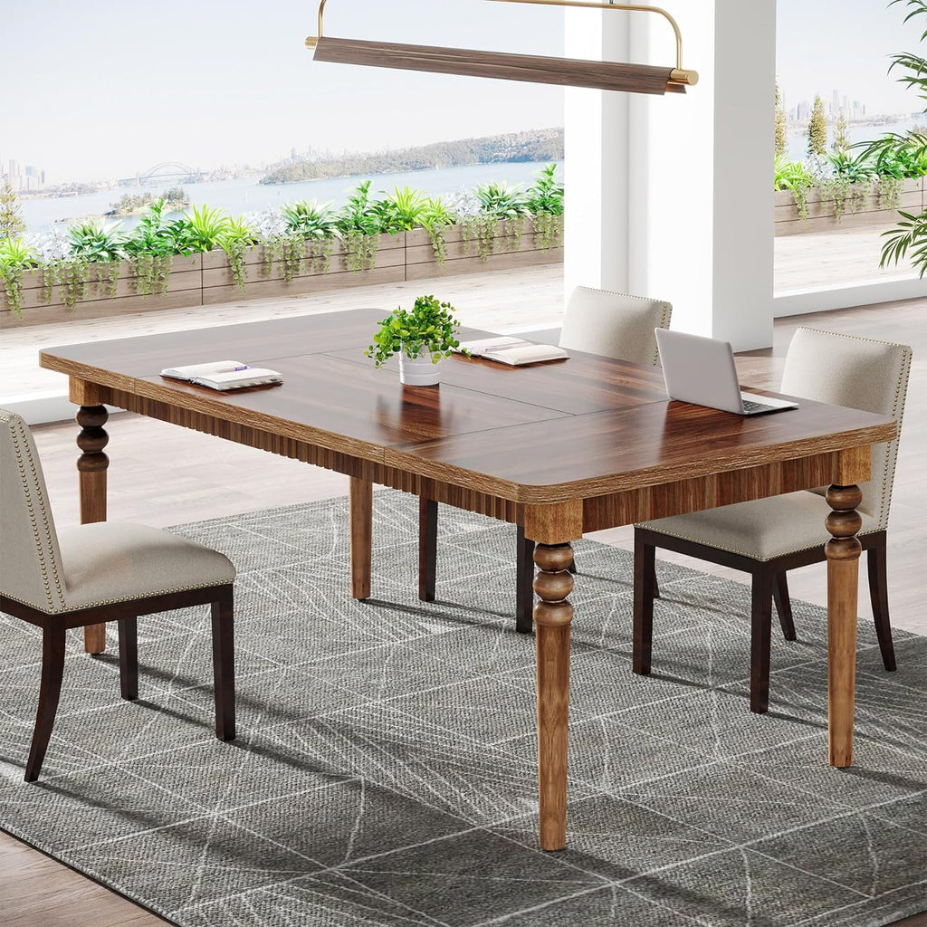 63-Inch Solid Wood Legs Executive Desk, Walnut T361379