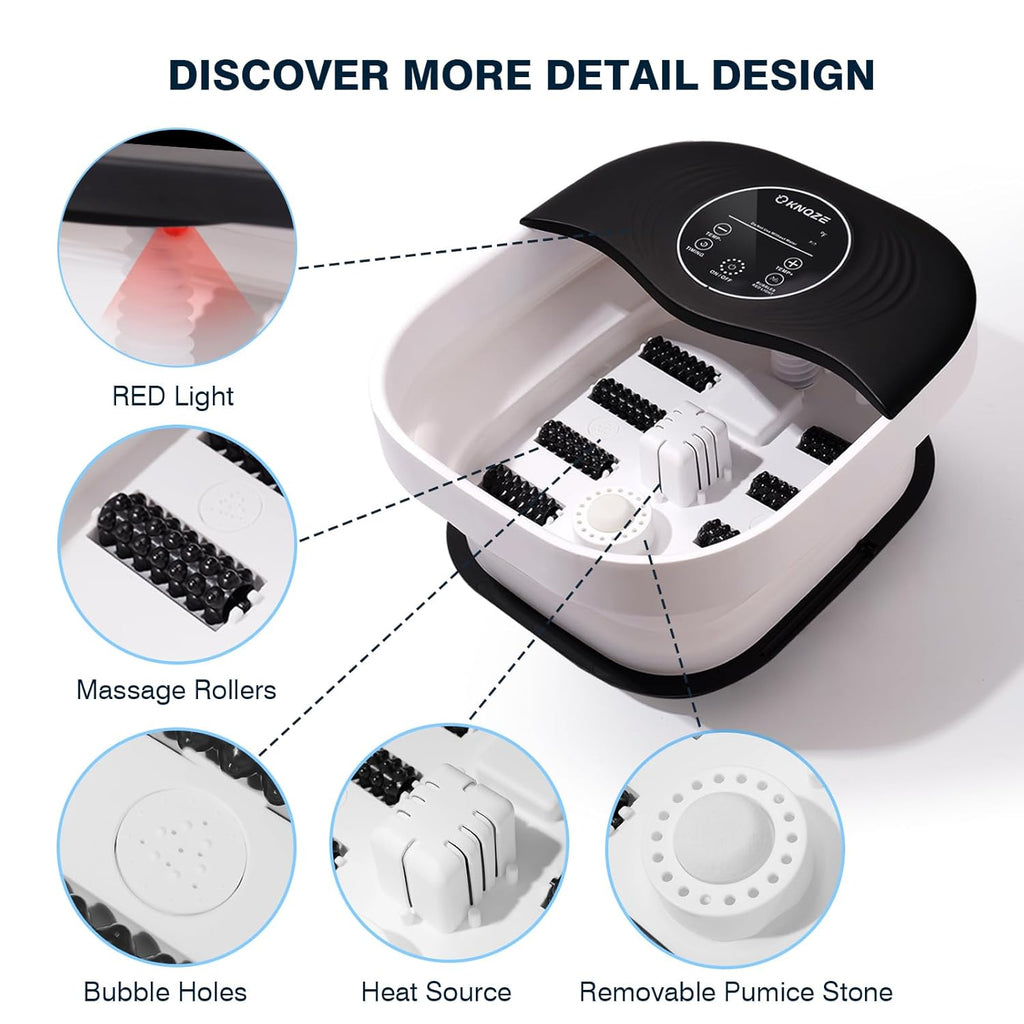 Collapsible Foot Bath with Heat, Bubbles, Massage Rollers, Temperature Control U403