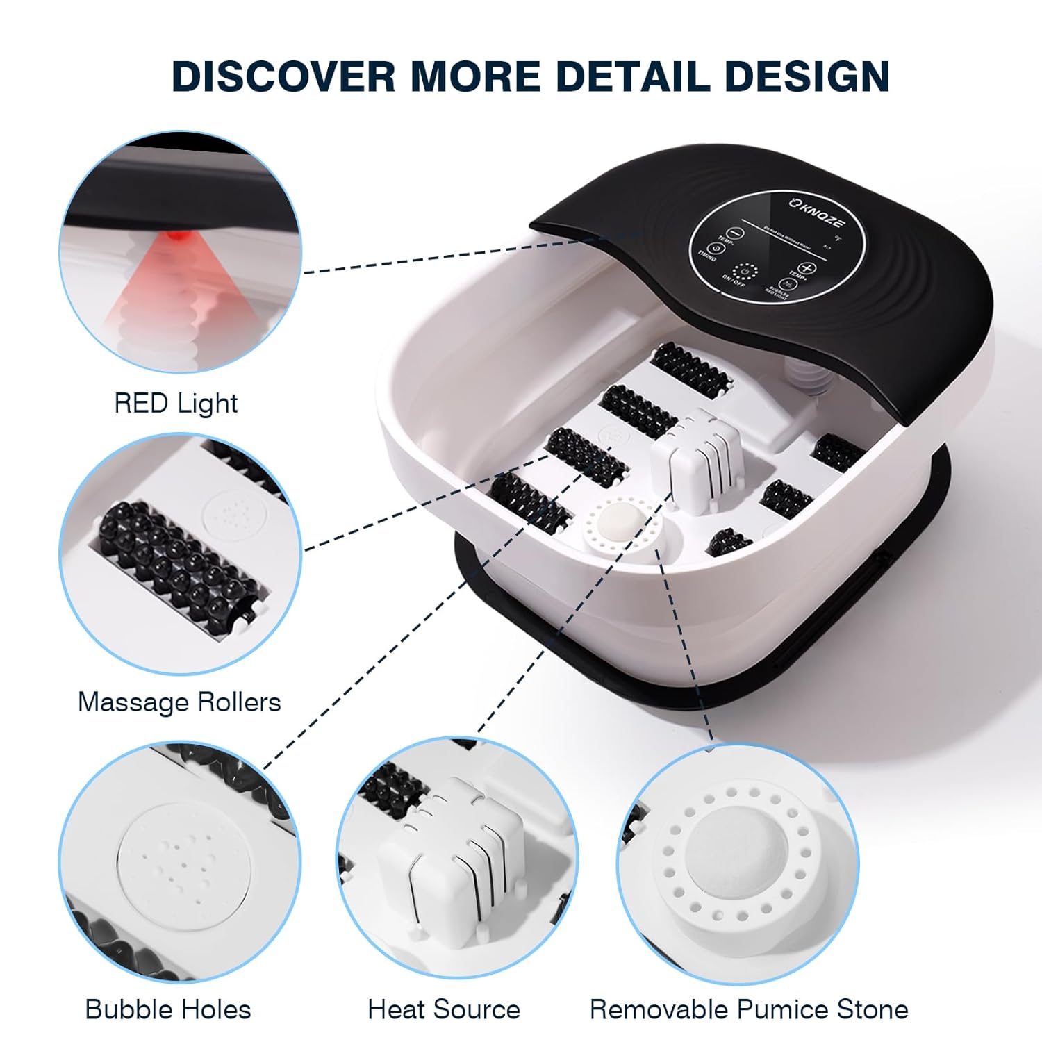 Collapsible Foot Bath with Heat, Bubbles, Massage Rollers, Temperature Control U403