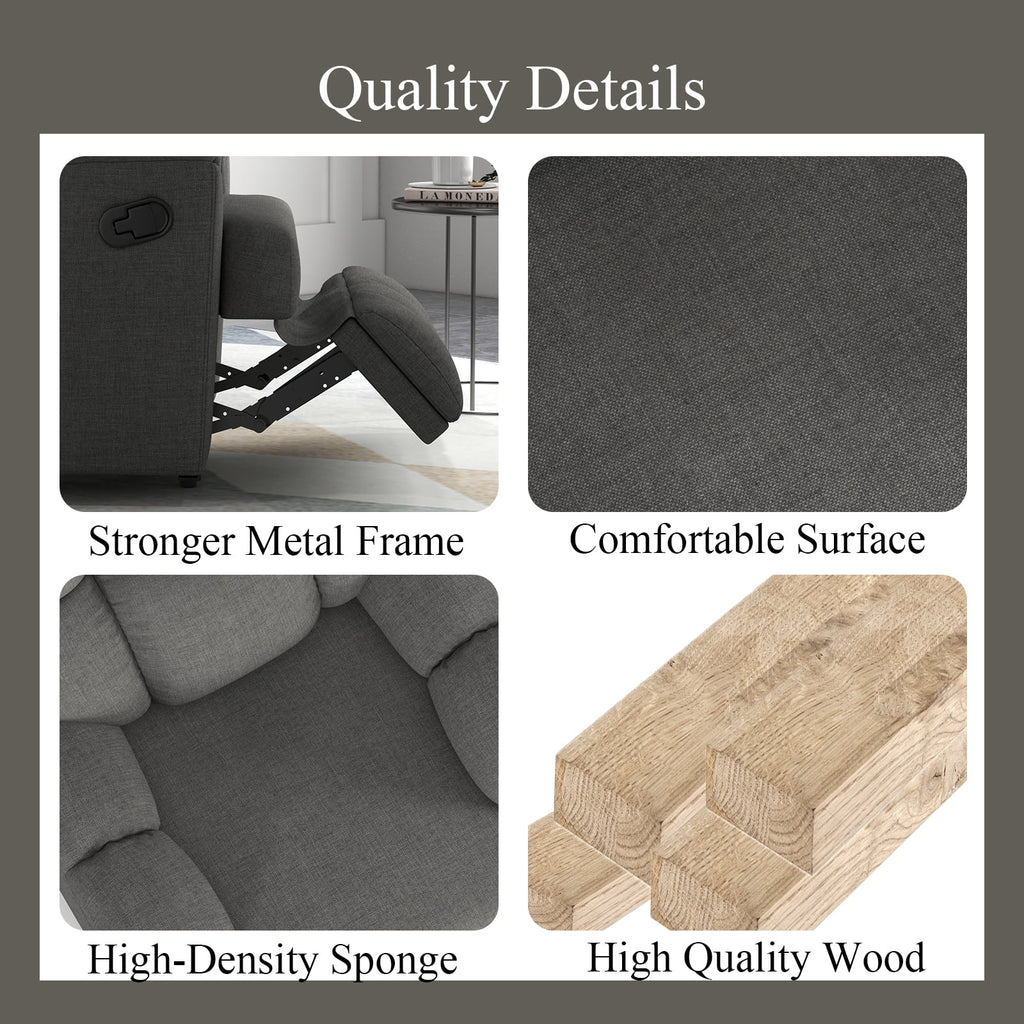 Dark Gray Soft Fabric Rocker Recliner Chair Glider L242