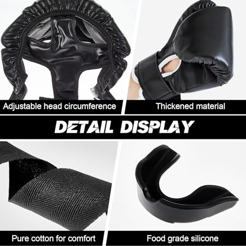 14 Pcs Boxing Set Including Boxing Gloves Headgear Helmet Punching Bag Hand Wraps Sport Mouth Guards Q856