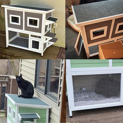 Two Story Wooden Cat House with Climbing Ladder G4561