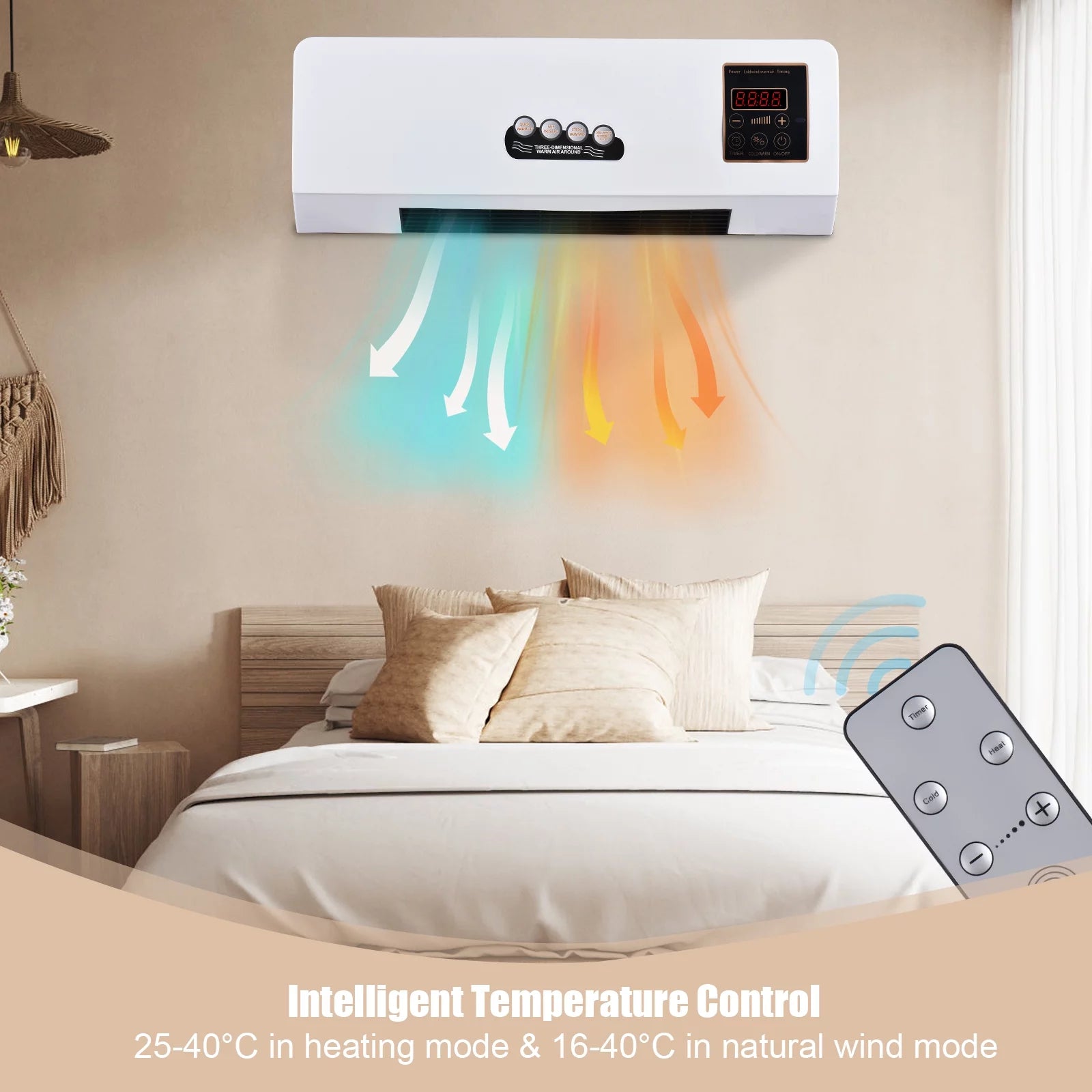 1800W Heater and Air Conditioner Combo, 2-in-1 Electric Cooling and Heating Fan with Remote Control V224718