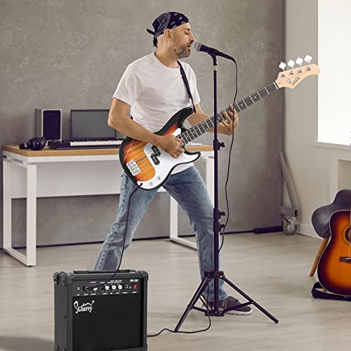 Full Size Electric Bass Guitar 4 String with AMP, Cable, Strap, Bag and Accessories (Black) G4218