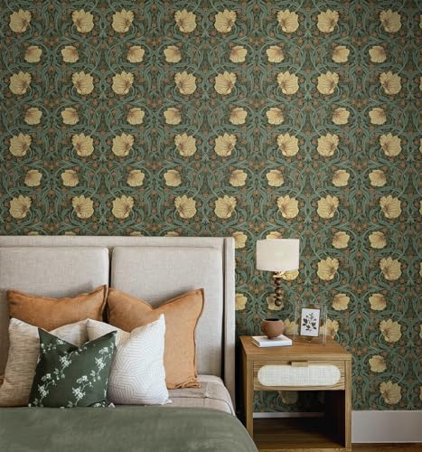 Meadow Green & Amber Peel and Stick Wallpaper P397776