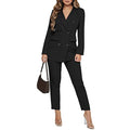 Women Double Breasted Blazer Set 2 Piece Pants Outfits Long Sleeve Suit Set X825