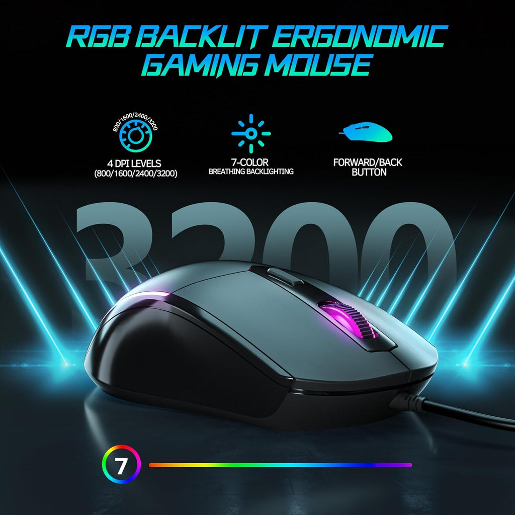 Metal Panel Retro Mechanical Gaming Keyboard and Mouse Combo with RGB Backlit 104 Keys K82252