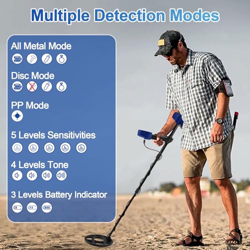 Metal Detector with 4.3IN Backlight Screen 10'' Waterproof Coil F146039