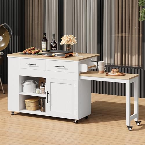 Kitchen Island Cart with Drawers and Power Outlet G561565